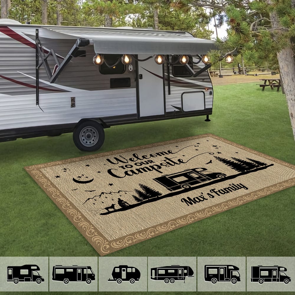 GeckoCustom Personalized Camping Patio Rug For Happy Campers N369 889265