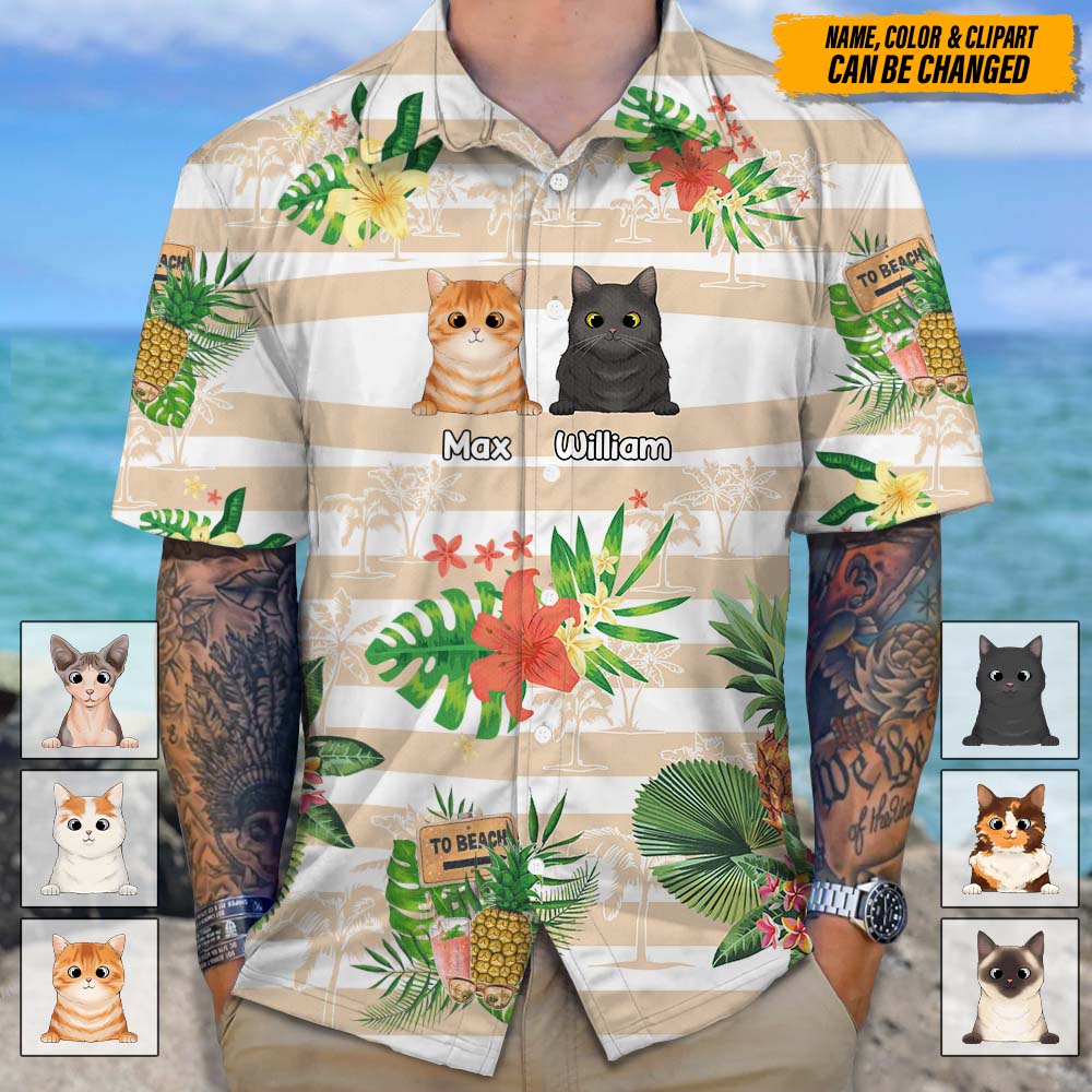 GeckoCustom Personalized Cat Clipart Hawaiian Shirt, HN590