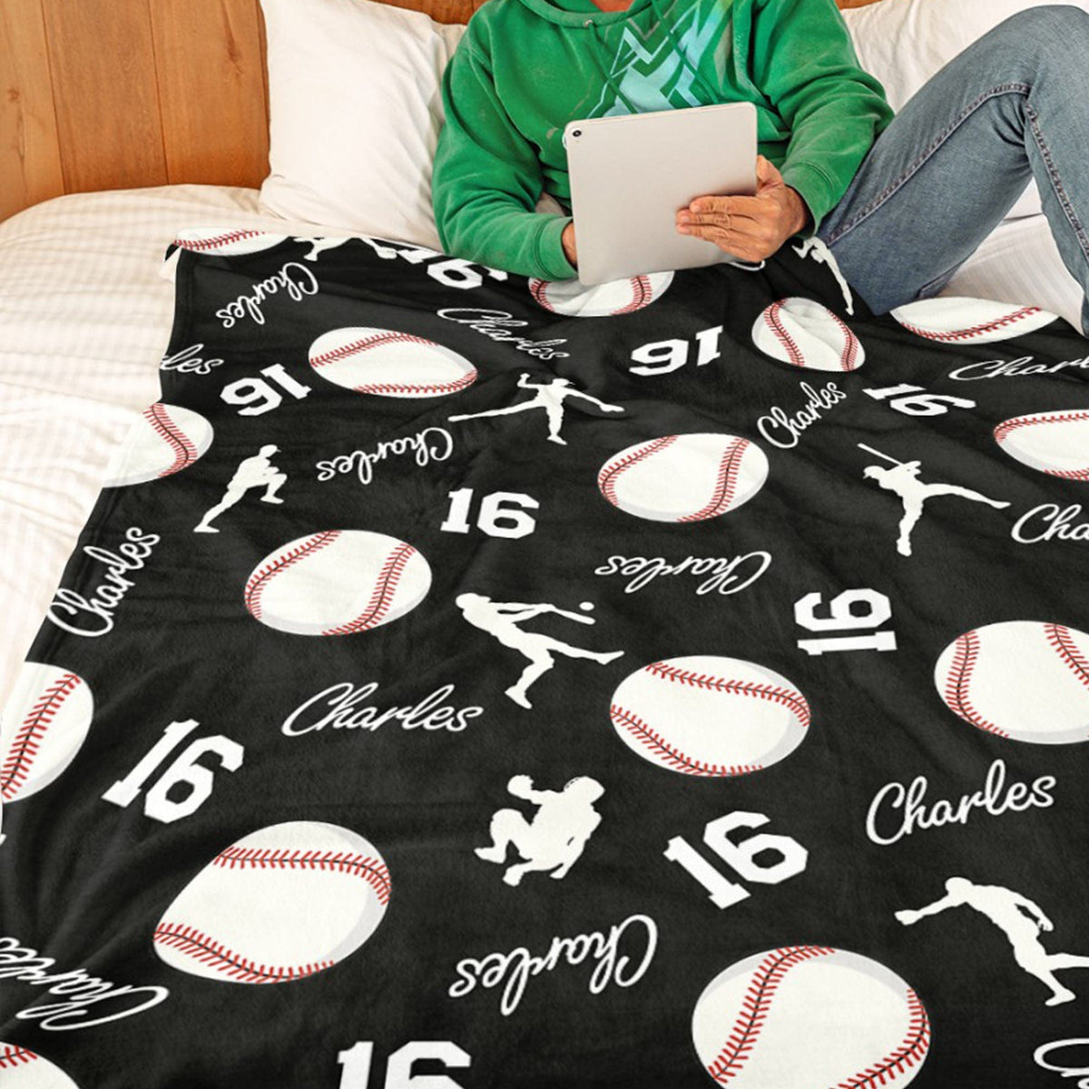 GeckoCustom Personalized Custom Baseball Collage Blanket H531
