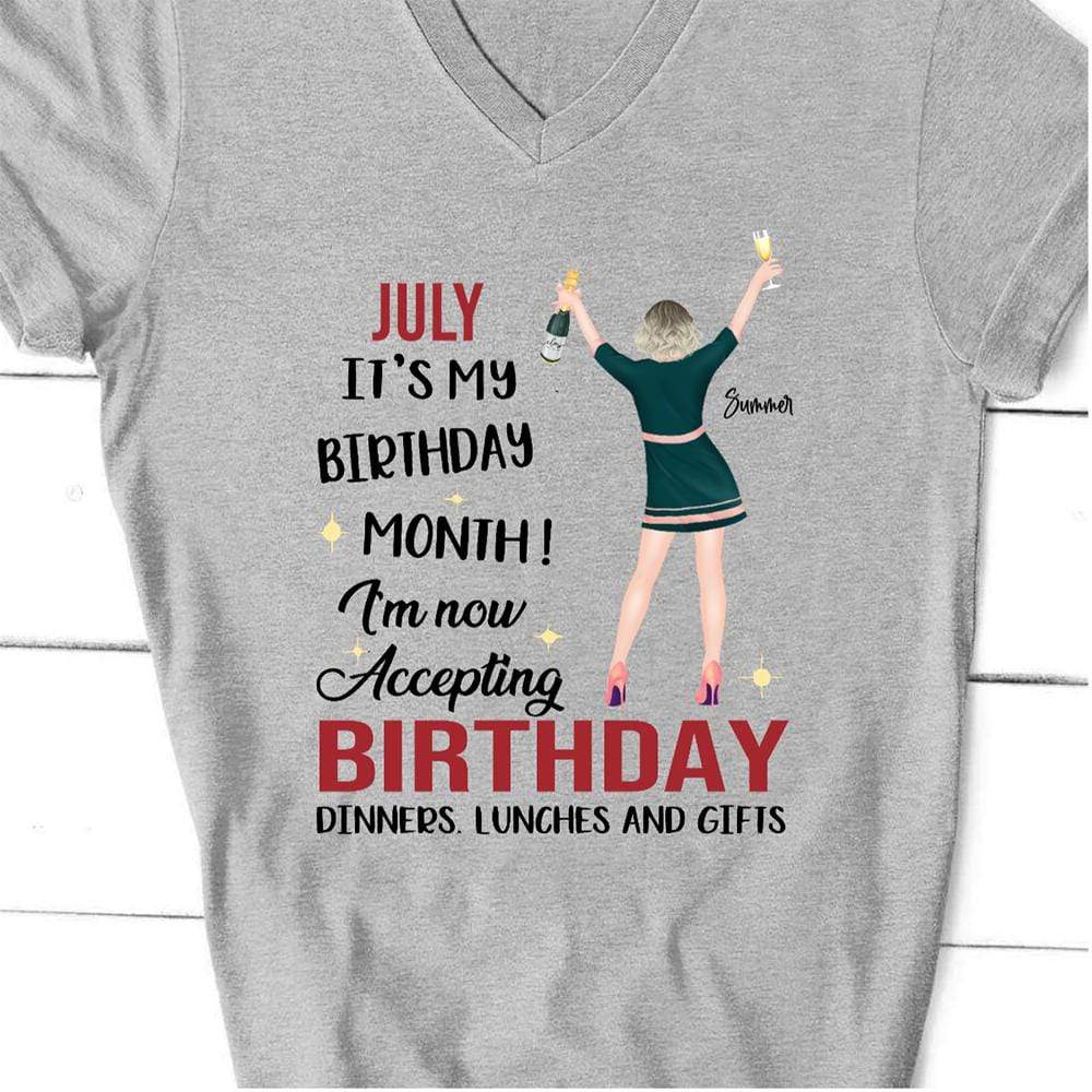 GeckoCustom Personalized Custom Birthday T Shirt, It's My Birthday Month Accepting Dinners Lunches Gifts Shirt, Birthday Gift