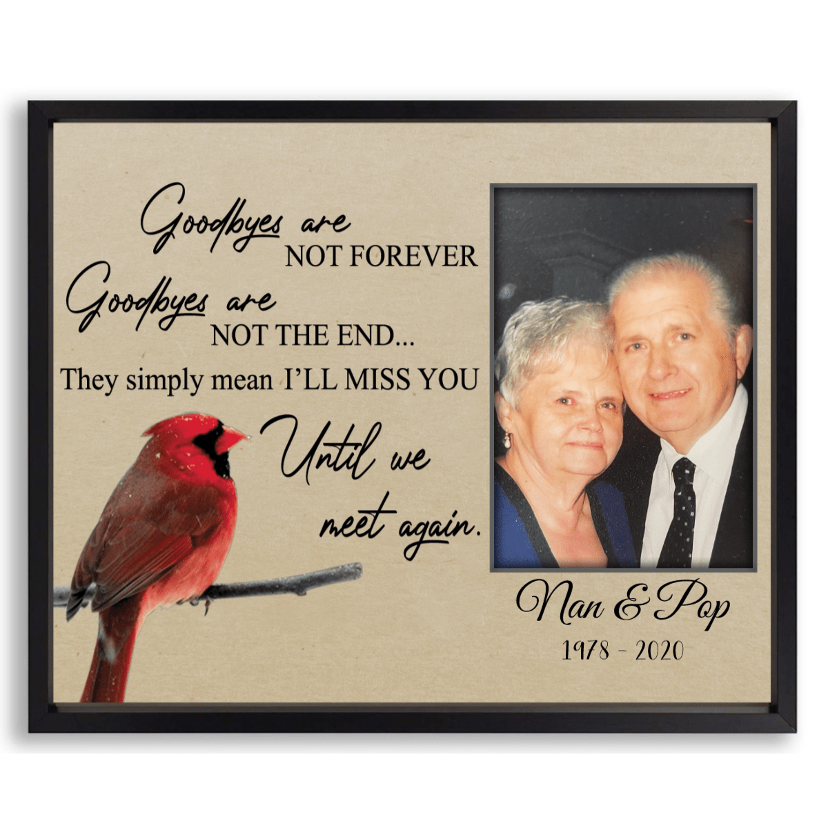 GeckoCustom Personalized Custom Family Memorial Picture Frame, Goodbyes Are Not Forever Goodbyes Are Not The End, Memorial Gifts