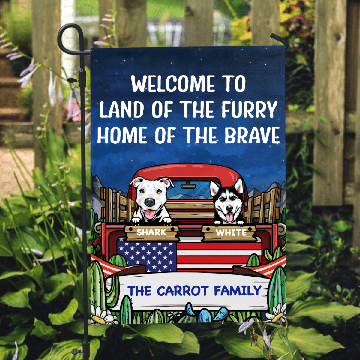 GeckoCustom Personalized Custom Garden Flag, Dog Lover Gift, The Furry And The Brave 12"x18"