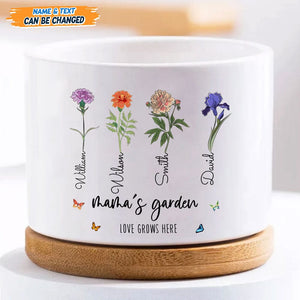 GeckoCustom Personalized Custom Name And Flower Branches Family Plant Pot T368 889455 8 x 6 cm