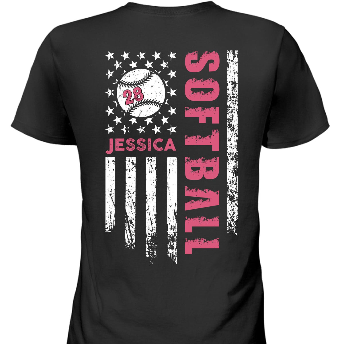 GeckoCustom Personalized Custom Softball Backside Shirts C524 Women Tee / Black Color / S