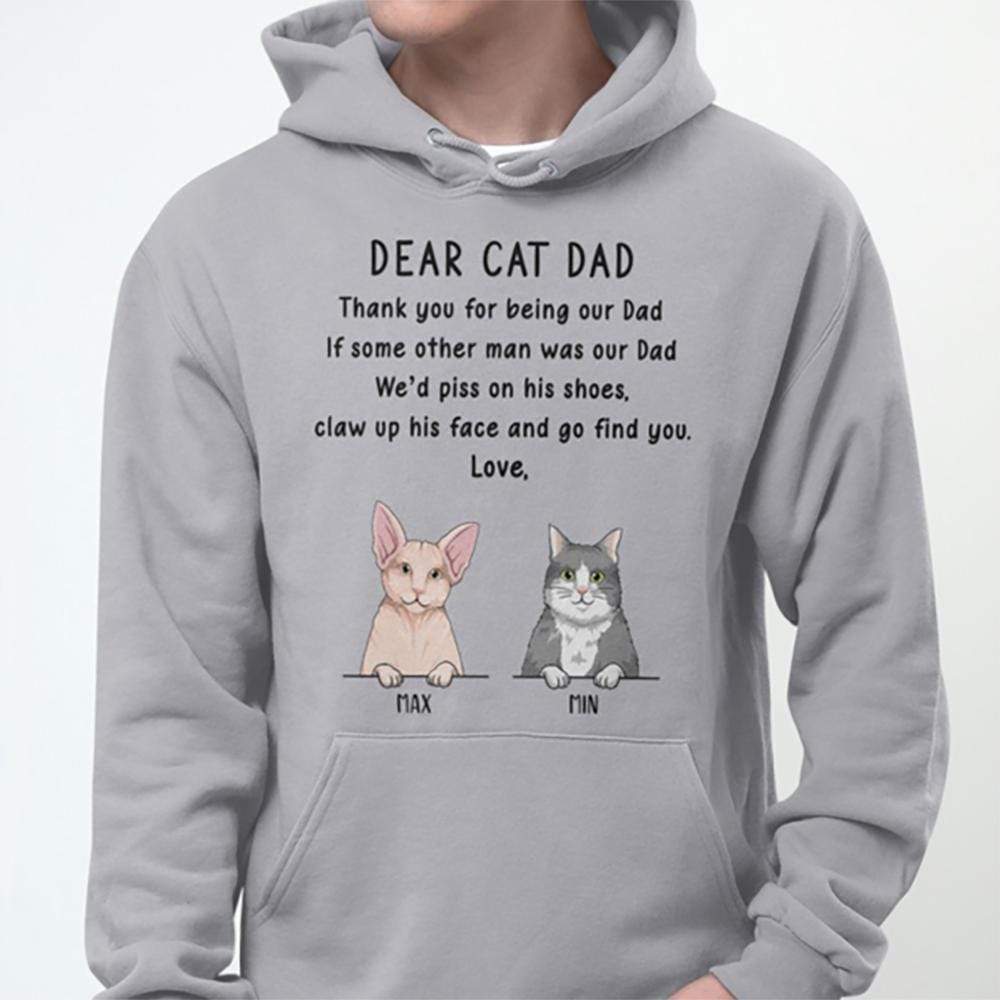 GeckoCustom Personalized Custom T Shirt, Cat Lover Gift, Fathers Day Gift, Thank You For Being My Dad Pullover Hoodie / Sport Grey Colour / S