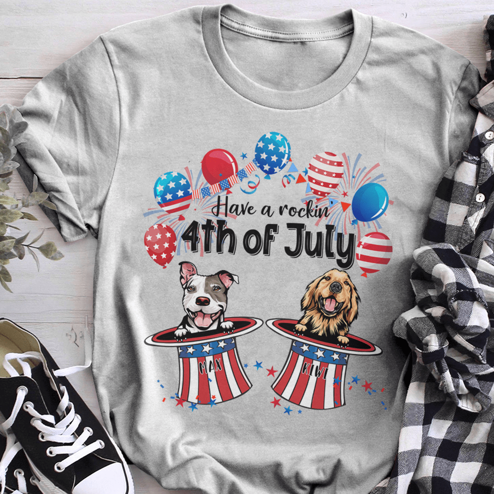 GeckoCustom Personalized Custom T Shirt, Dog Lover Gift, 4th Of July Gift, Have a Rockin 4th