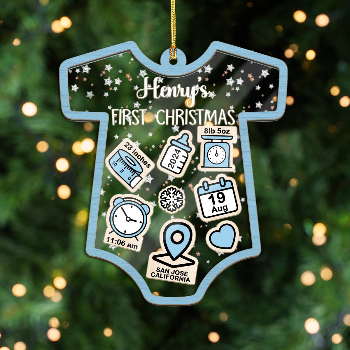 GeckoCustom Personalized Gift Baby's First Christmas Ornament 2024 Shaker Ornament HA75 891745