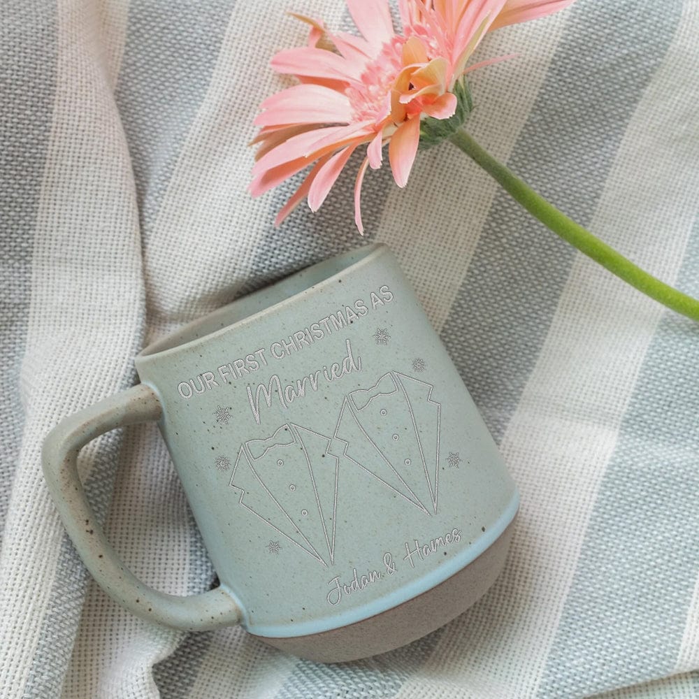 GeckoCustom Personalized Gift Here's To Cozy Morning Our First Christmas Engraved Pottery Mug For Couple LM32 891947