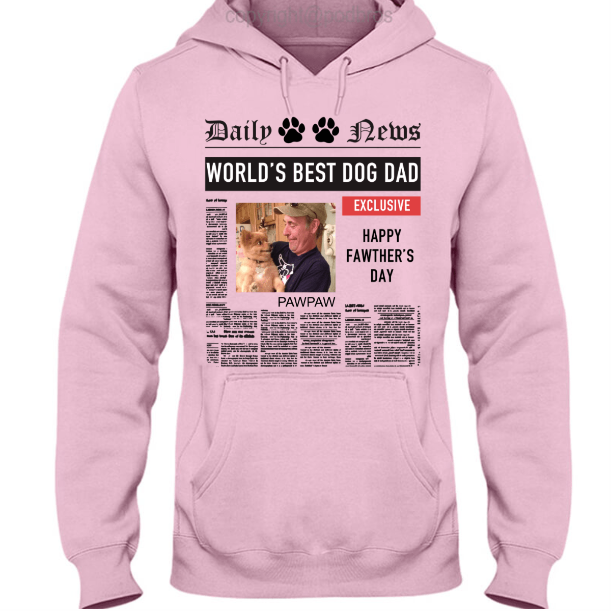 GeckoCustom Personalized Photo Custom T Shirt, Dog Lover Gift, Fathers Day Gift, Worlds Best Dog Dad Pullover Hoodie / Sport Grey Colour / S