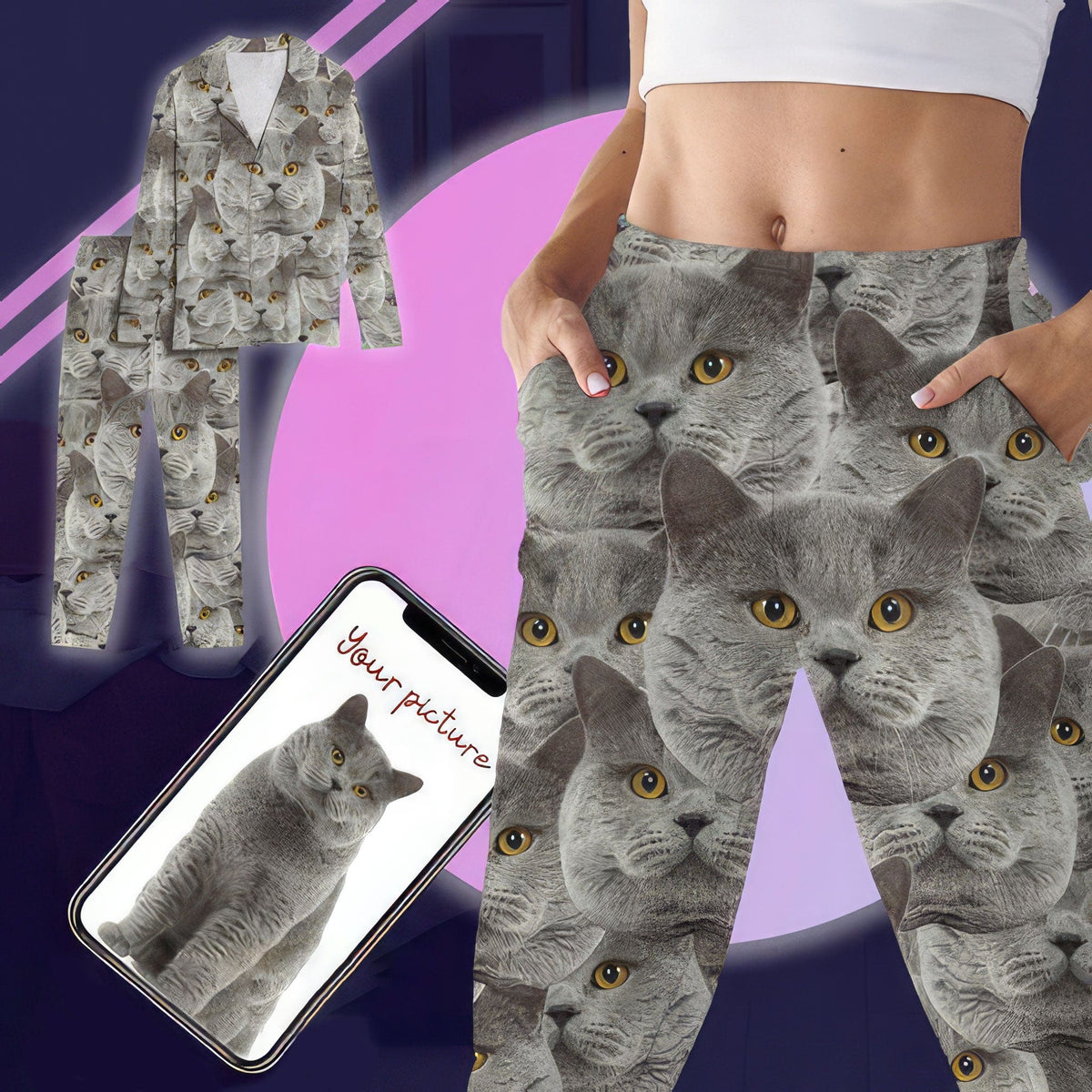 GeckoCustom Personalized Photo Dog Cat Pajamas DA199 888727 For Adult / Only Pants / S
