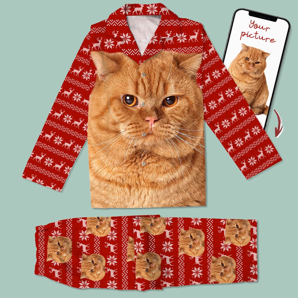 GeckoCustom Personalized Photo Dog Cat With Christmas Accesories Pajamas DA199 888727 For Adult / Combo Shirt And Pants (Favorite) / S
