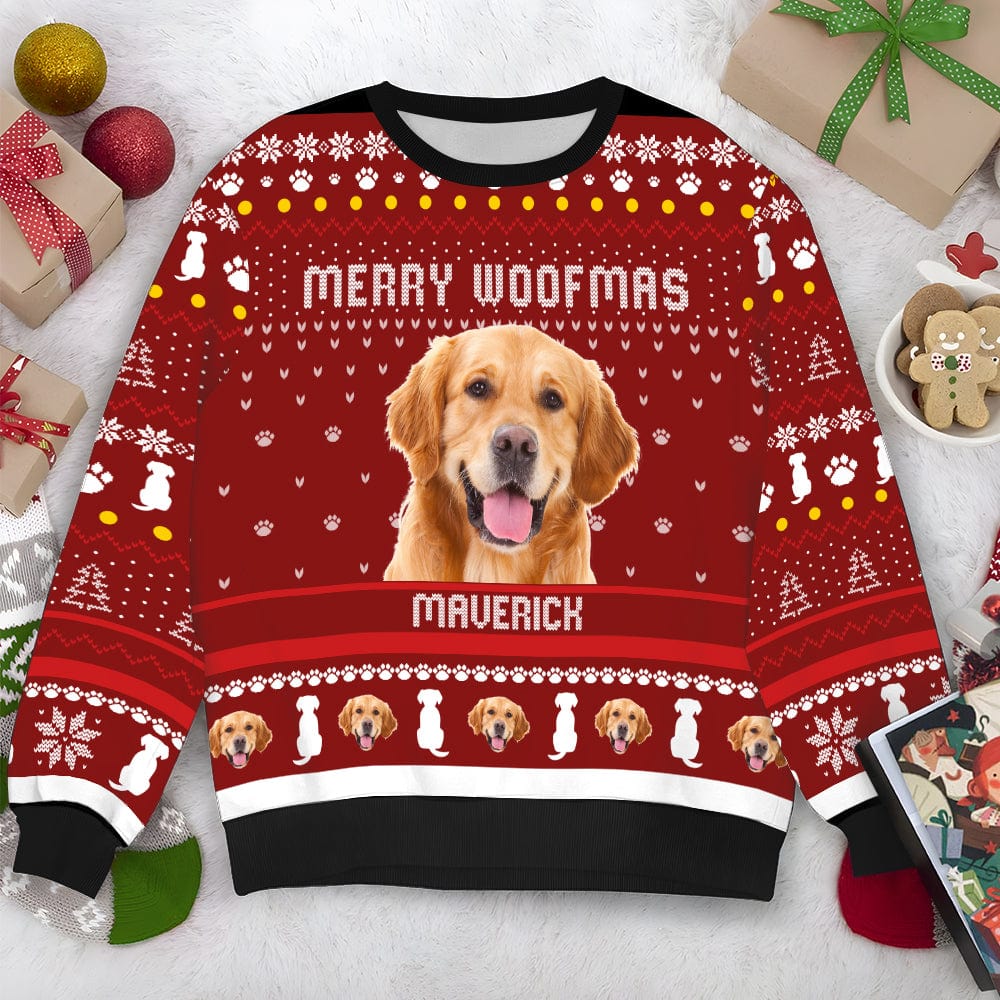 GeckoCustom Personalized Photo Merry Woofmas Dog Sweater DA199 889903