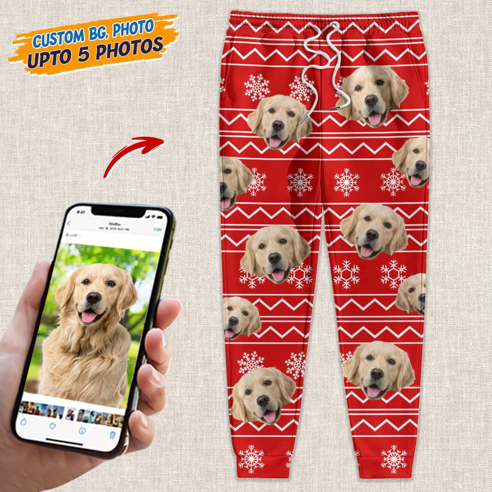GeckoCustom Personalized Photo With Christmas Pattern Dog Men and Women's Sweatpants DA199 888742