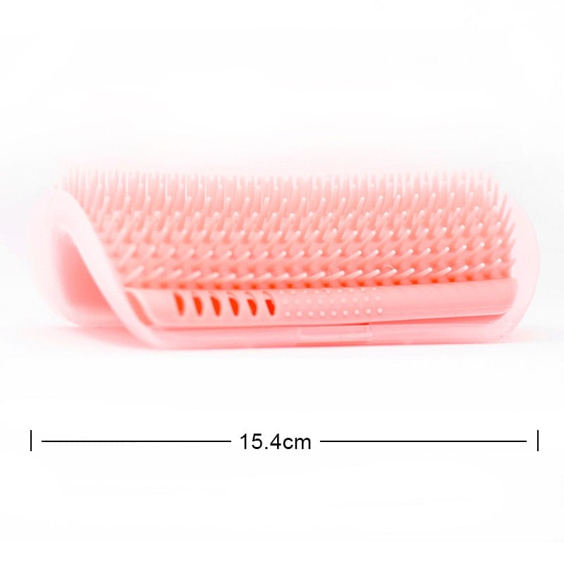 GeckoCustom Pet Brush Comb Play Cat Toy Softer Cat Self Groomer Massage Comb with Catnip Cat Face Scratcher for Kitten Puppy Cat Accessories Long PinK