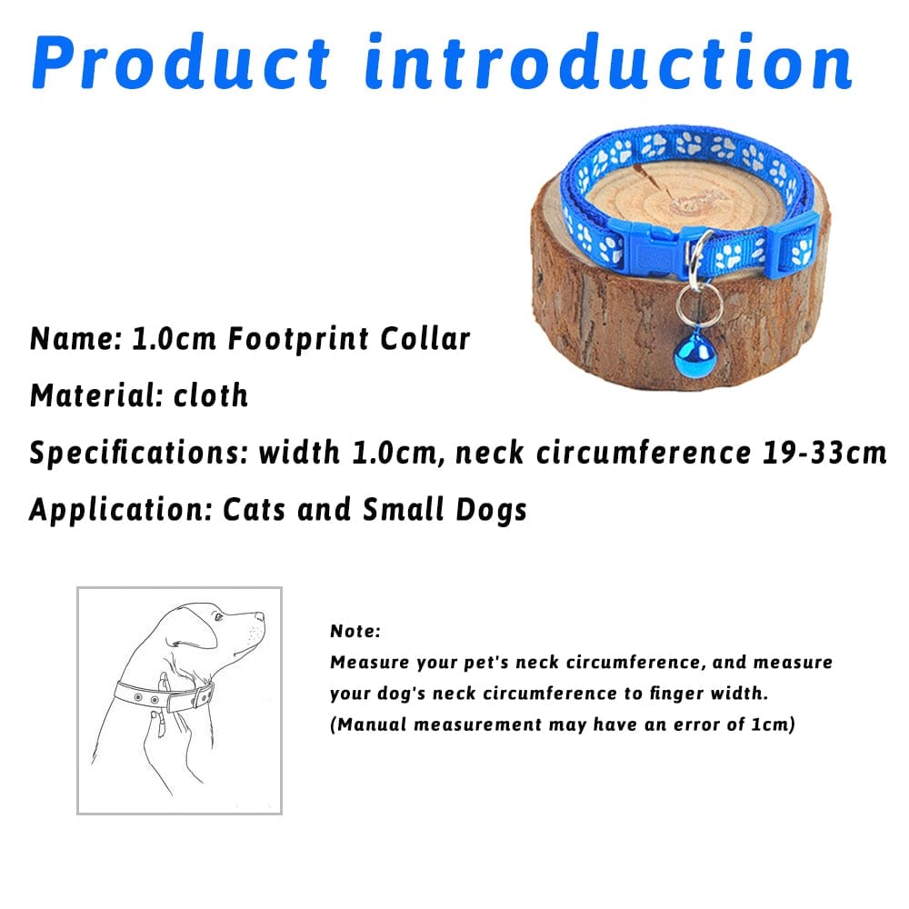 GeckoCustom Pet Collar With Bell Cartoon Footprint Colorful Dog Puppy Cat Accessories Kitten Collar Adjustable Safety Bell Ring Necklace Pet
