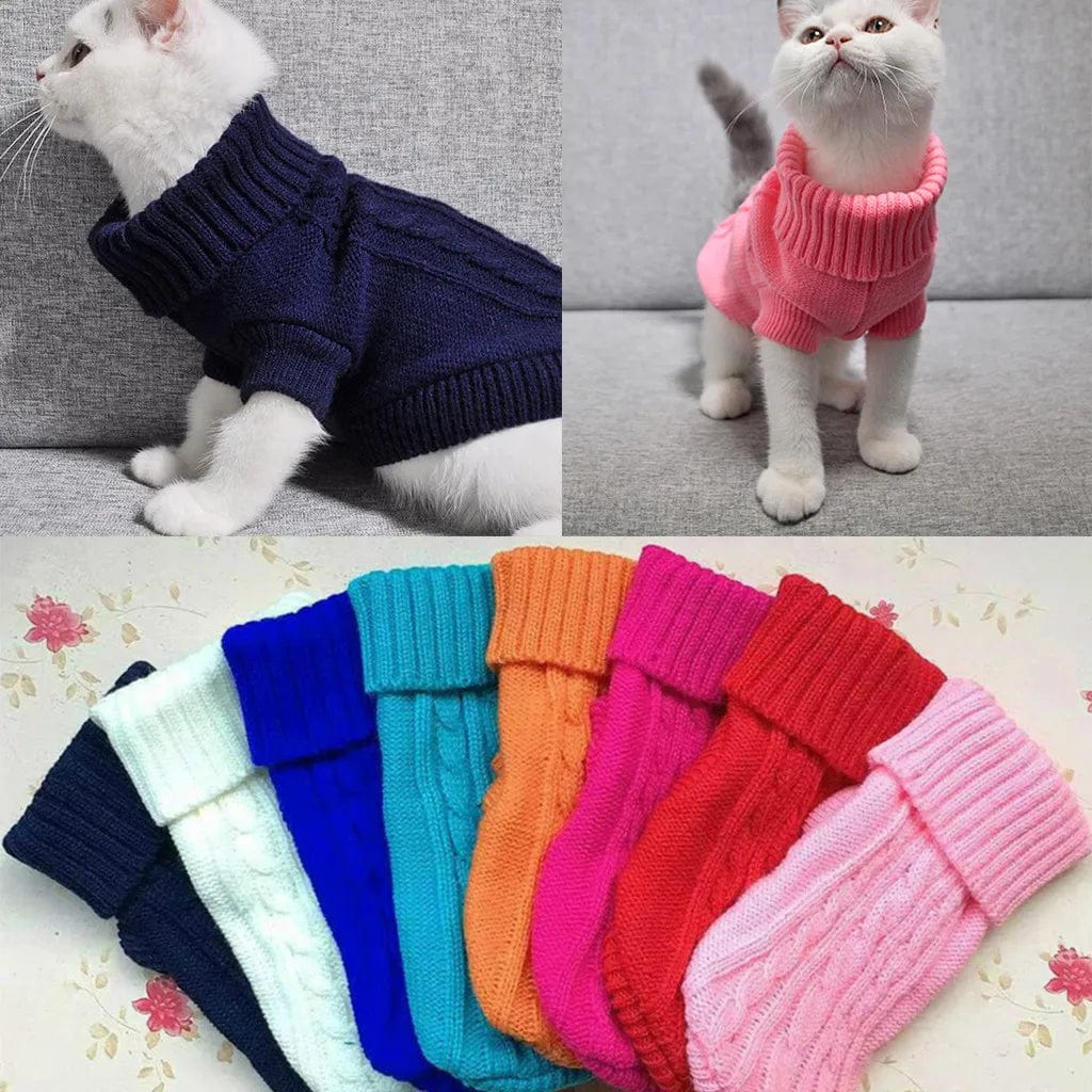 GeckoCustom Pet Dog Cat Clothing Winter Autumn Warm Cat Knitted Sweater Jumper Puppy Pug Coat Clothes Pullover Knitted Shirt Kitten Clothes