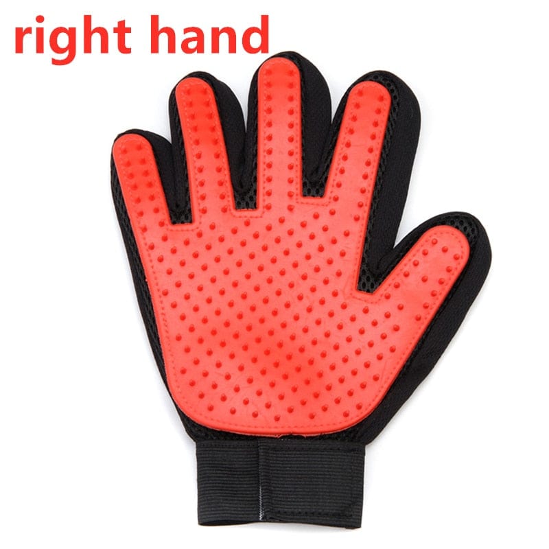 GeckoCustom Pet Hair Remover Massage Brush Grooming Glove Right Red