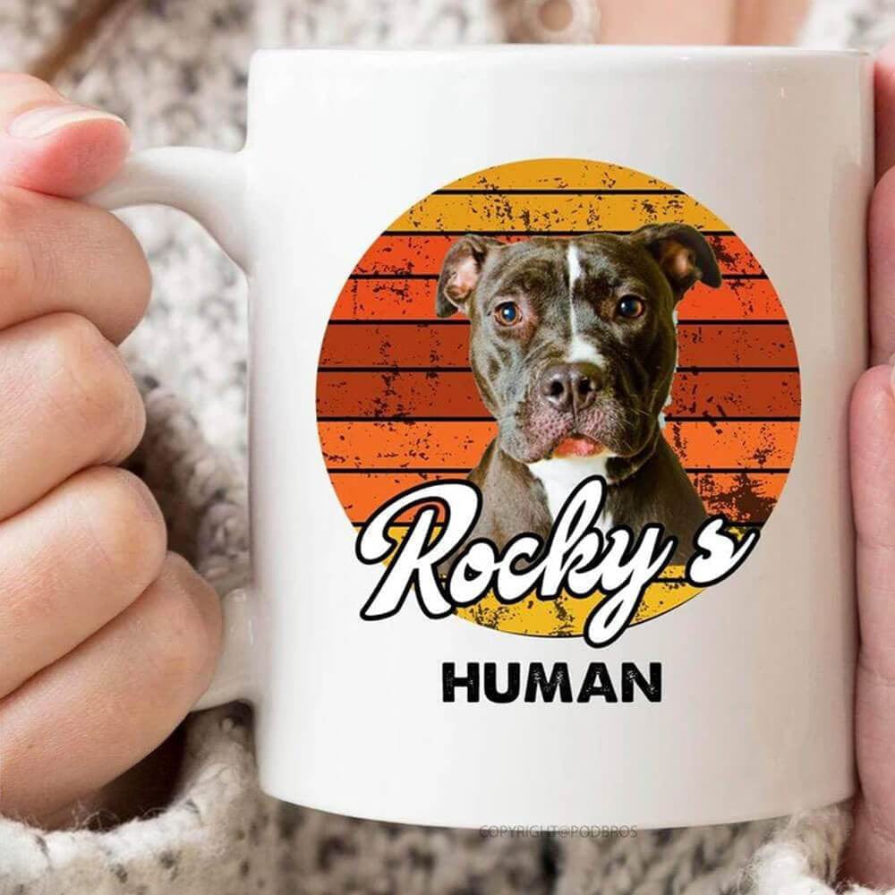 GeckoCustom Pet Photo Retro Vintage Sunset Dog Coffee Mug 11oz