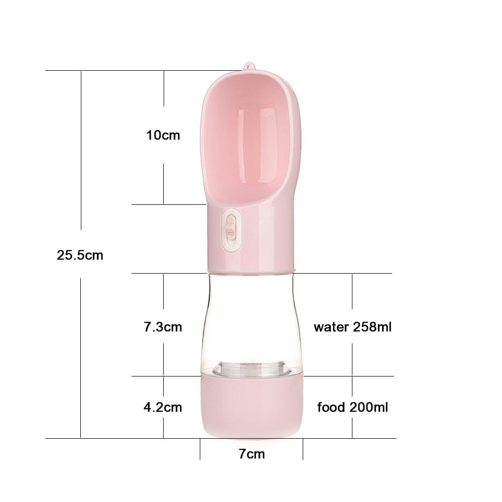 GeckoCustom Portable Dog Water Bottle Food and Water Container For Dog Pets Feeder Bowl Outdoor Travel Drinking Bowls Water Dispenser Food Water Pink / China