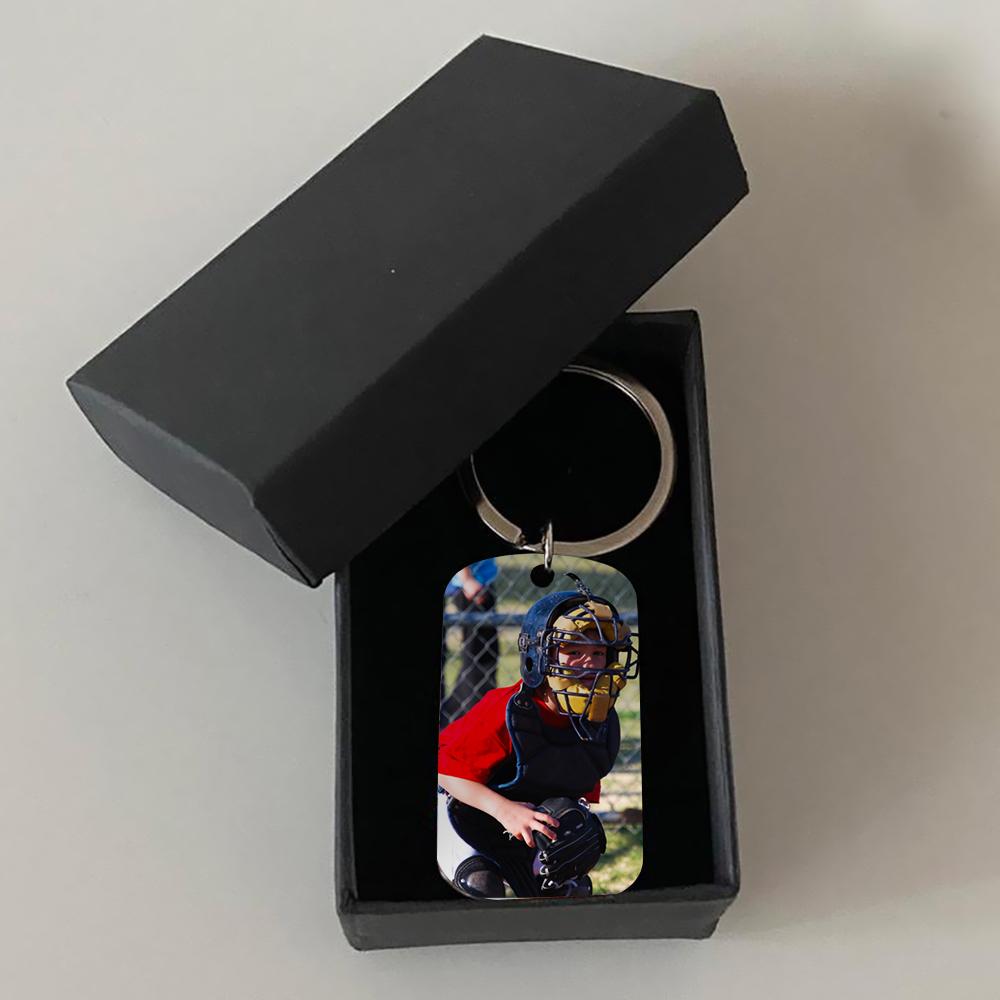 GeckoCustom Practice Like You Have Never Won Baseball Metal Keychain, Compete Like You Have Never Lost HN590 With Gift Box (Favorite) / 1.77" x 1.06"