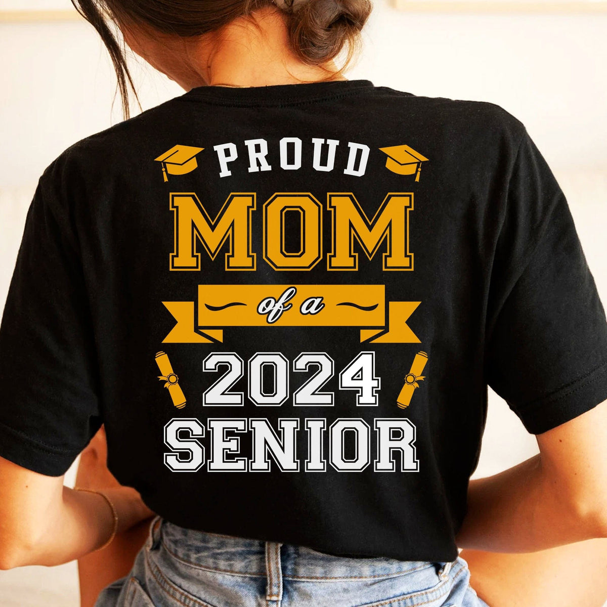 GeckoCustom Proud Dad Of A Graduate Personalized Custom Backside Graduation Senior Shirt C615 Women Tee / Black Color / S