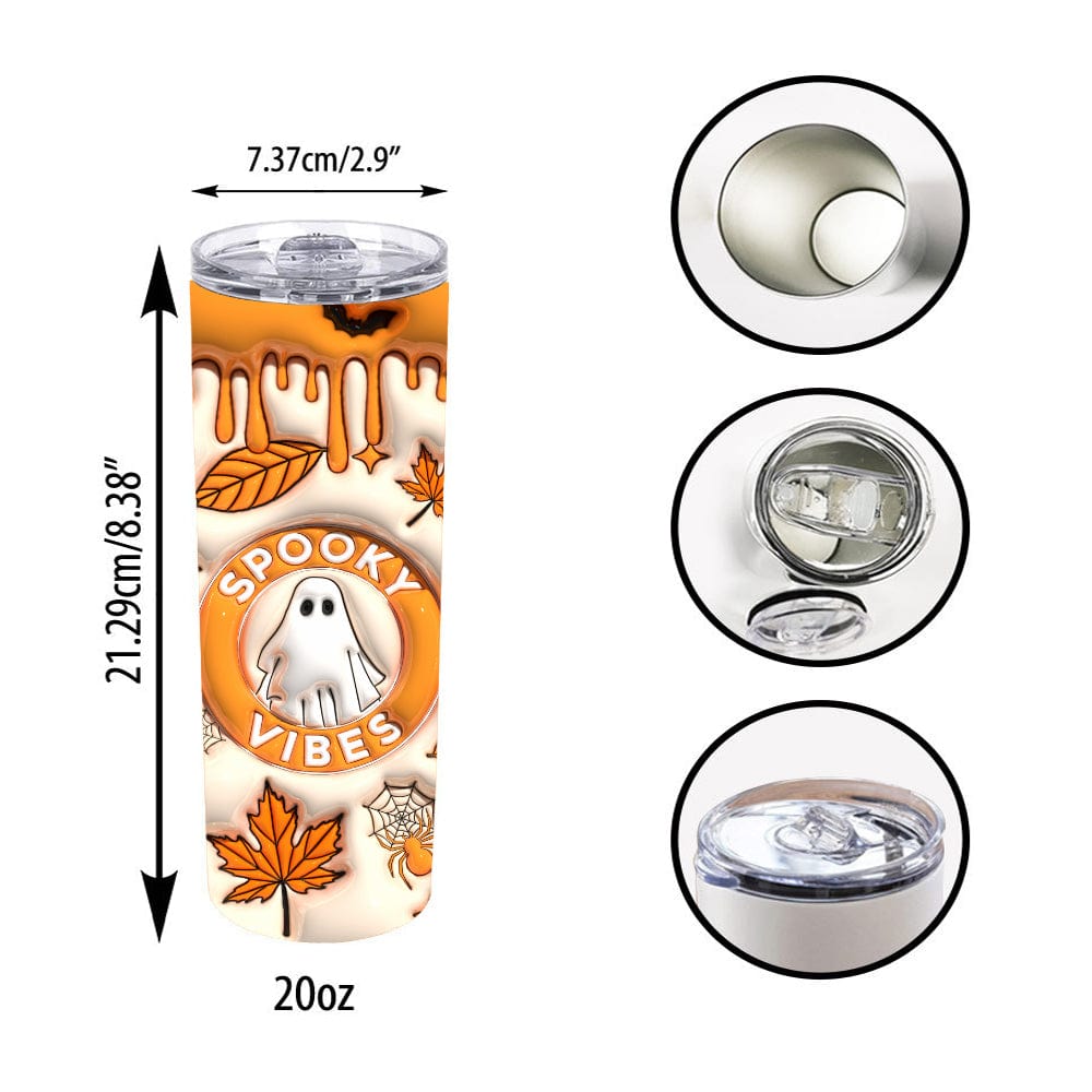 GeckoCustom Pumpkin And Spooky Vibes Halloween Skinny Tumbler HO82 891330 20 oz
