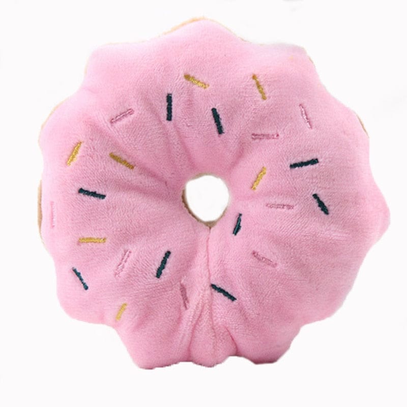 GeckoCustom Puppy Dog Plush Squeaky Toys for Small Medium Dogs Bone Aggressive Chewers for Pet Cat Products Puppy Accessories Pink Donut / 1 Pc