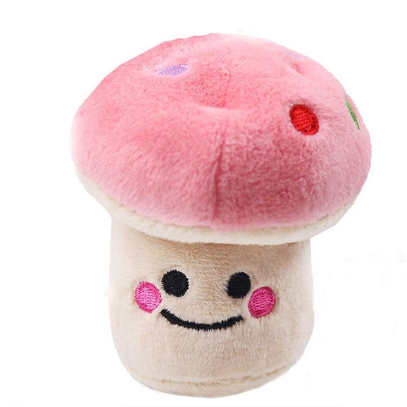 GeckoCustom Puppy Dog Plush Squeaky Toys for Small Medium Dogs Bone Aggressive Chewers for Pet Cat Products Puppy Accessories Pink Mushroom / 1 Pc