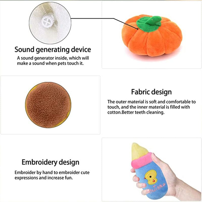 GeckoCustom Puppy Dog Plush Squeaky Toys for Small Medium Dogs Bone Aggressive Chewers for Pet Cat Products Puppy Accessories