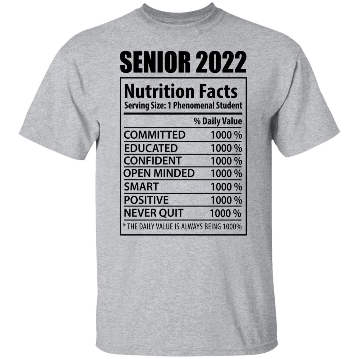 GeckoCustom senior 2022 CC Senior 2022 Nutrition Facts G500 5.3 oz. T-Shirt / Sport Grey / S