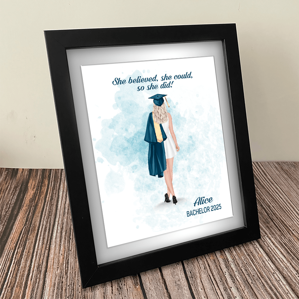 GeckoCustom She Belived, She Could, So She Did It Graduation Gift Picture Frame TH10 892349 Picture Frame / 8"x10"