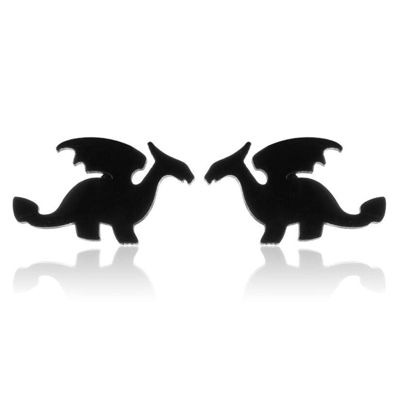 GeckoCustom Soft clay cute animal bite earrings studs - Fun Gift Idea Black-1