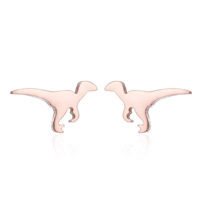 GeckoCustom Soft clay cute animal bite earrings studs - Fun Gift Idea Rose Gold