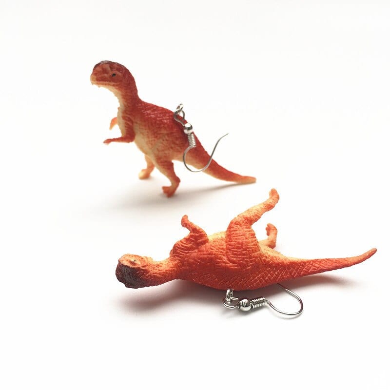GeckoCustom Soft clay cute animal bite earrings studs - Fun Gift Idea Dilophosaurus