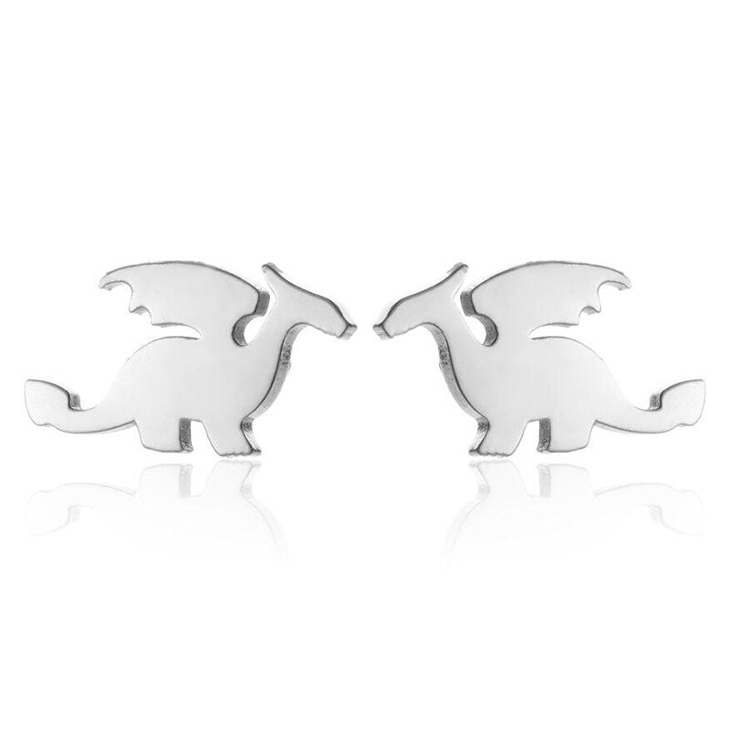 GeckoCustom Soft clay cute animal bite earrings studs - Fun Gift Idea Silver-1