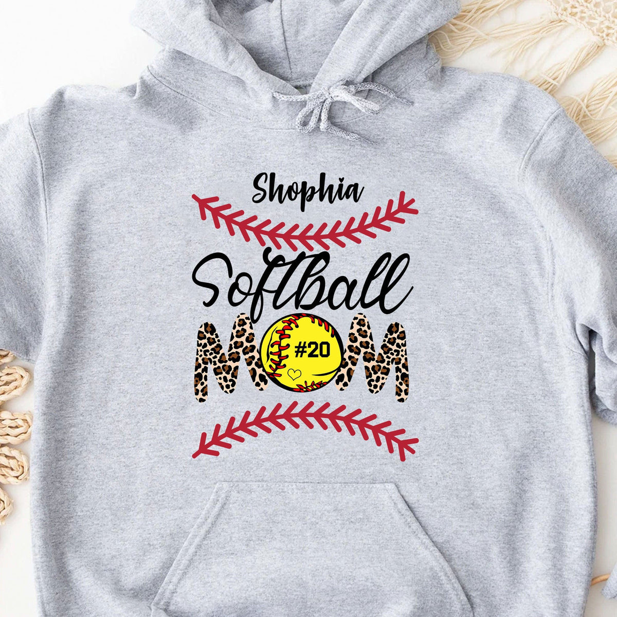 GeckoCustom Softball Mom Shirt Personalized Custom Softball Shirt H498 Pullover Hoodie / Sport Grey Colour / S
