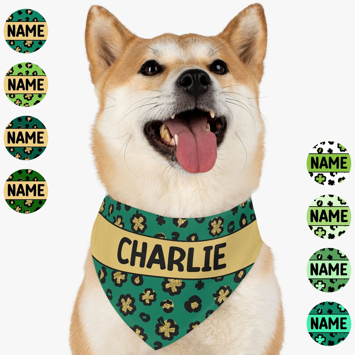 GeckoCustom St. Patrick's Day Custom Name Bandana Personalized Dog Cat Pet Bandana C618V3 23.5"x16"