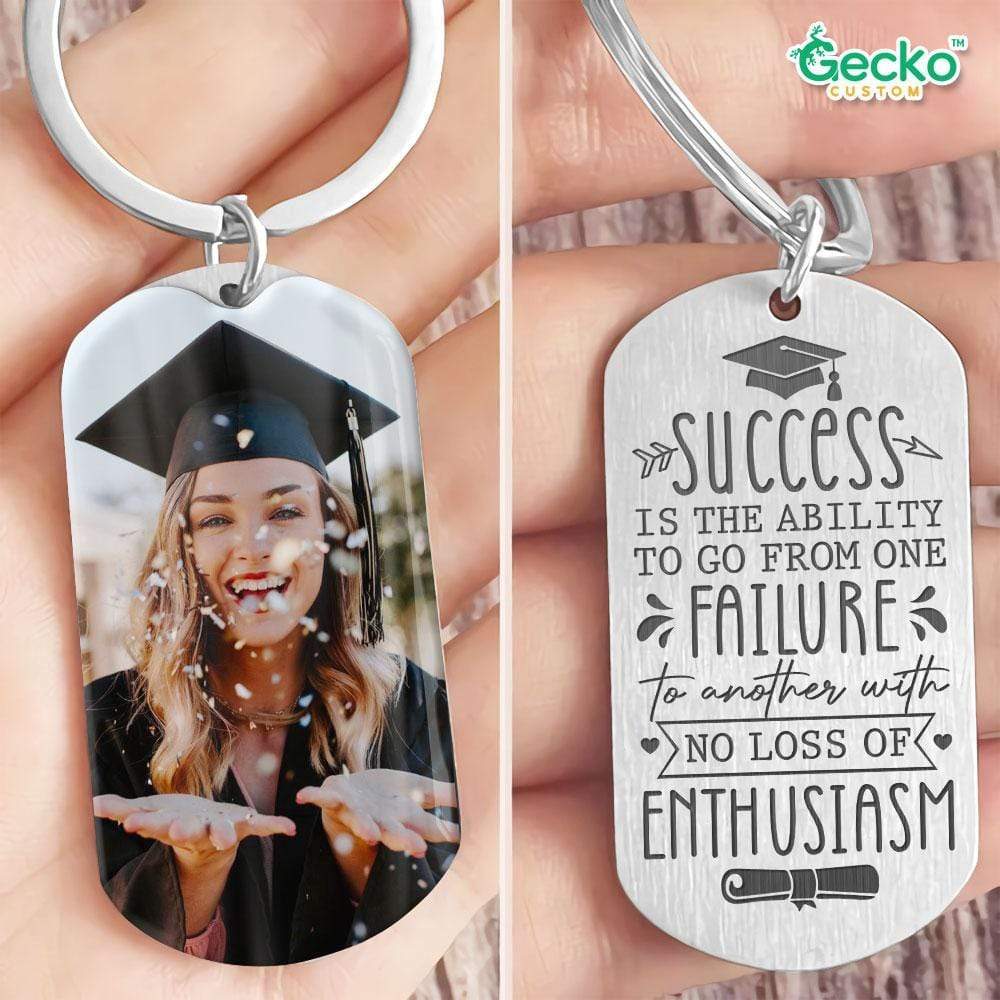 GeckoCustom Success If The Ability Graduation Metal Keychain HN590 No Gift box / 1.77&quot; x 1.06&quot;