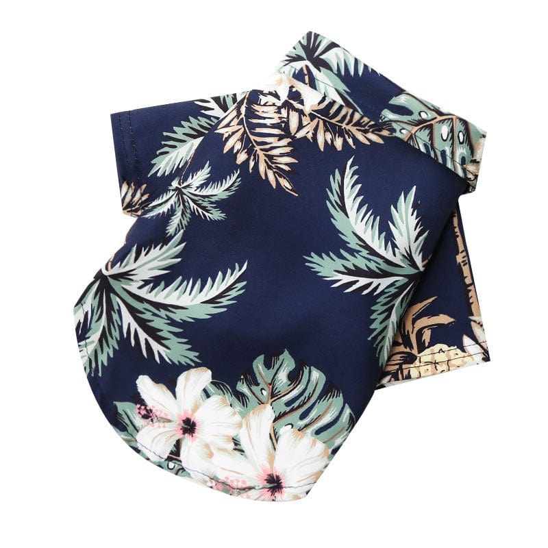 GeckoCustom Summer Dog Clothes Cool Beach Hawaiian Style Dog Cat Shirt Short Sleeve Coconut Tree Printing 2023 New Fashion Gift For Pet Navy Blue tree / S