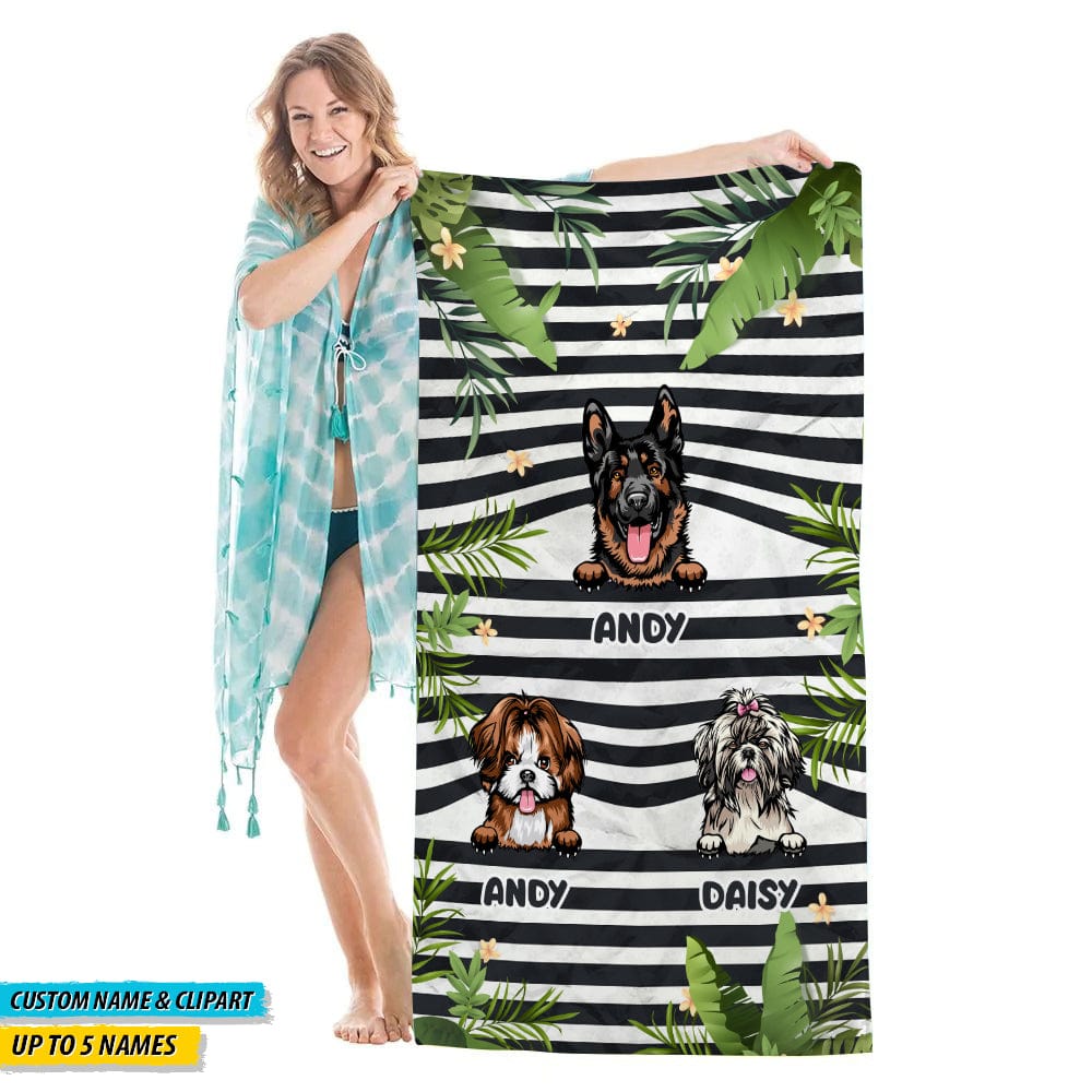 GeckoCustom Summer Horizontal Line Dog Clipart Hawaiian Beach Towel N369 HN590