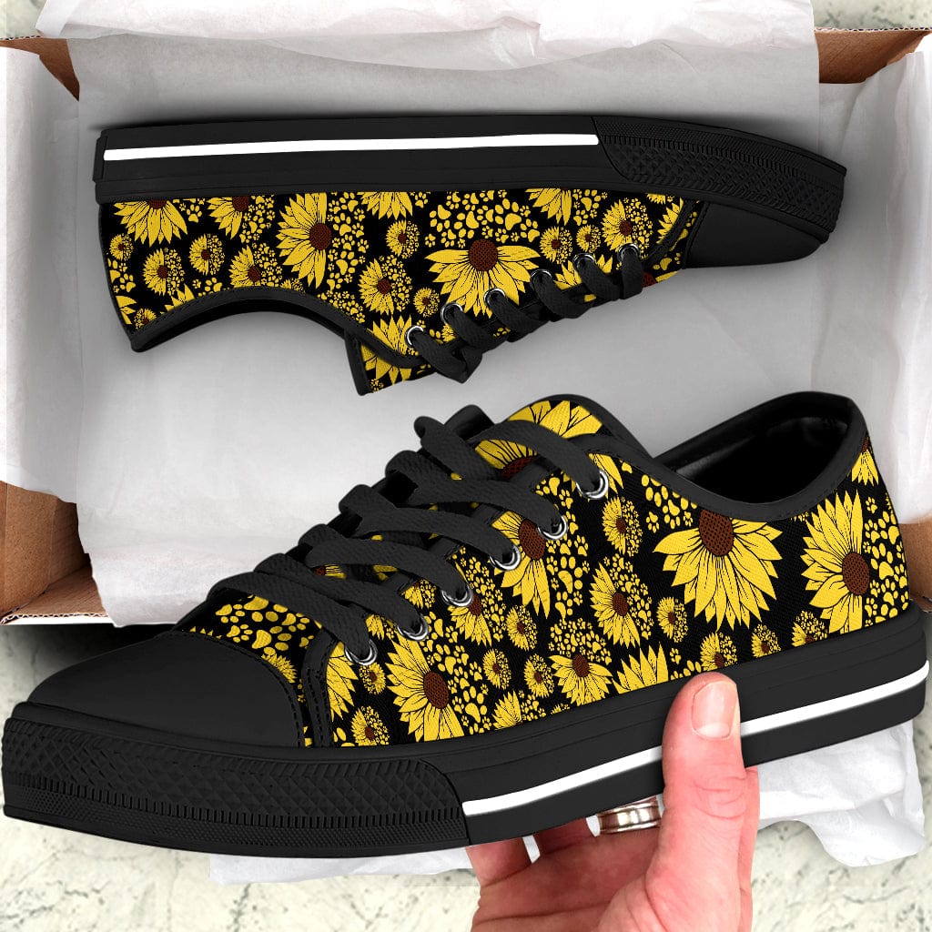 GeckoCustom Sunflower Black Sole Canvas Shoes Personalized Gift T368 889548
