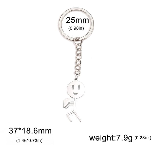 GeckoCustom Teamer Funny Fuxk You Middle Finger Stickman Keychain 2023 Cute Trend School Bag Car Key Pendant Couple New Trinket Gift Keyring Heart-S