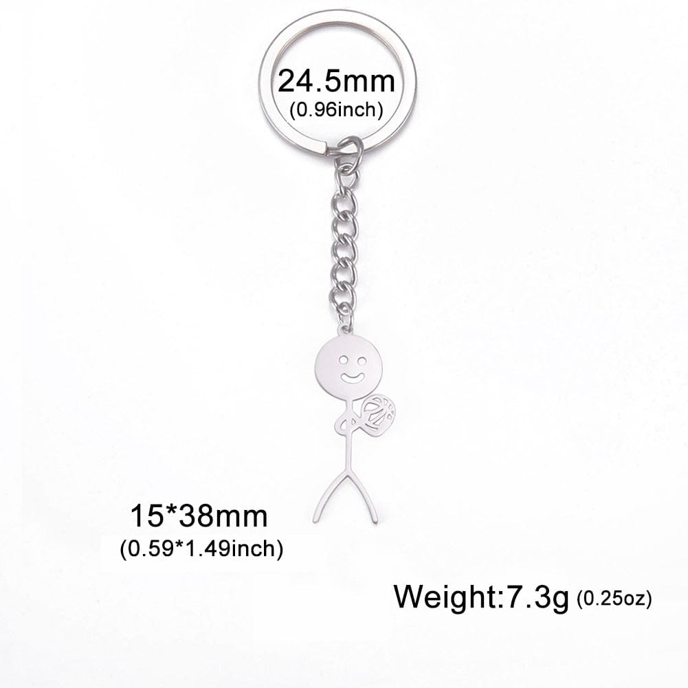 GeckoCustom Teamer Funny Fuxk You Middle Finger Stickman Keychain 2023 Cute Trend School Bag Car Key Pendant Couple New Trinket Gift Keyring Volleyball-S