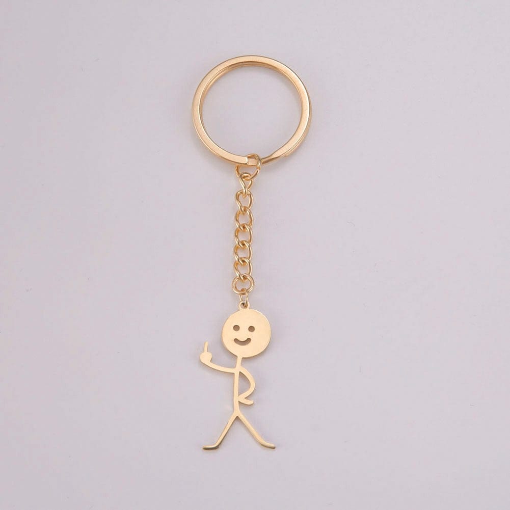 GeckoCustom Teamer Funny Fuxk You Middle Finger Stickman Keychain 2023 Cute Trend School Bag Car Key Pendant Couple New Trinket Gift Keyring Middle Finger 2-G