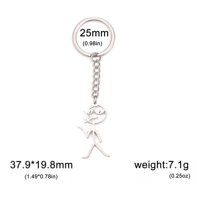 GeckoCustom Teamer Funny Fuxk You Middle Finger Stickman Keychain 2023 Cute Trend School Bag Car Key Pendant Couple New Trinket Gift Keyring Smoking-S