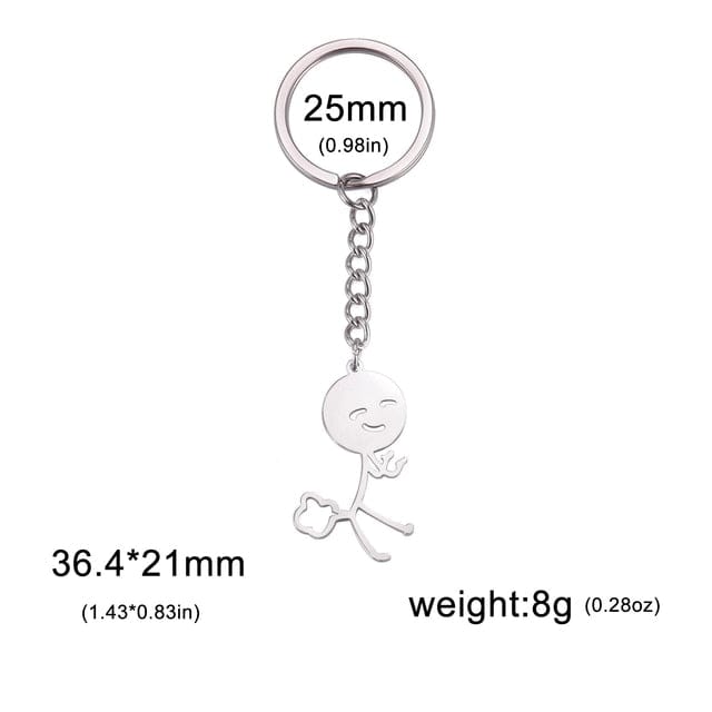 GeckoCustom Teamer Funny Fuxk You Middle Finger Stickman Keychain 2023 Cute Trend School Bag Car Key Pendant Couple New Trinket Gift Keyring Fart-S
