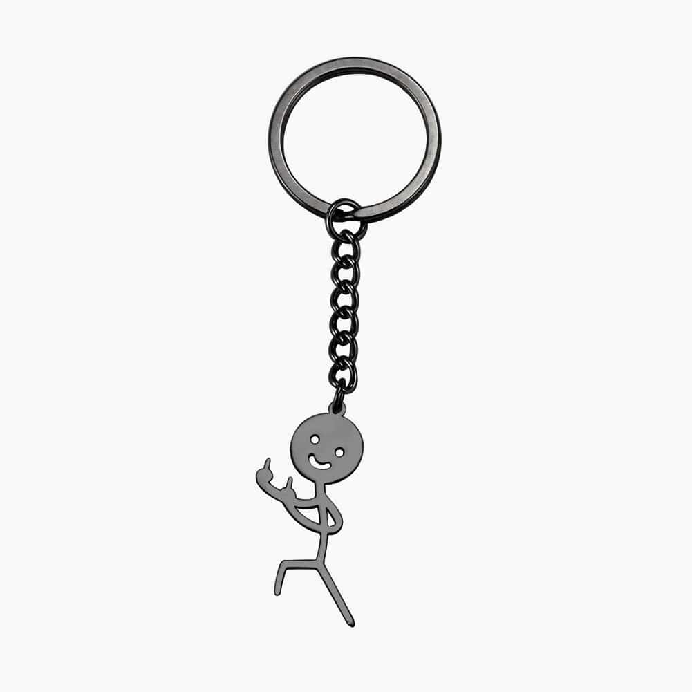GeckoCustom Teamer Funny Fuxk You Middle Finger Stickman Keychain 2023 Cute Trend School Bag Car Key Pendant Couple New Trinket Gift Keyring Middle Finger 3-B