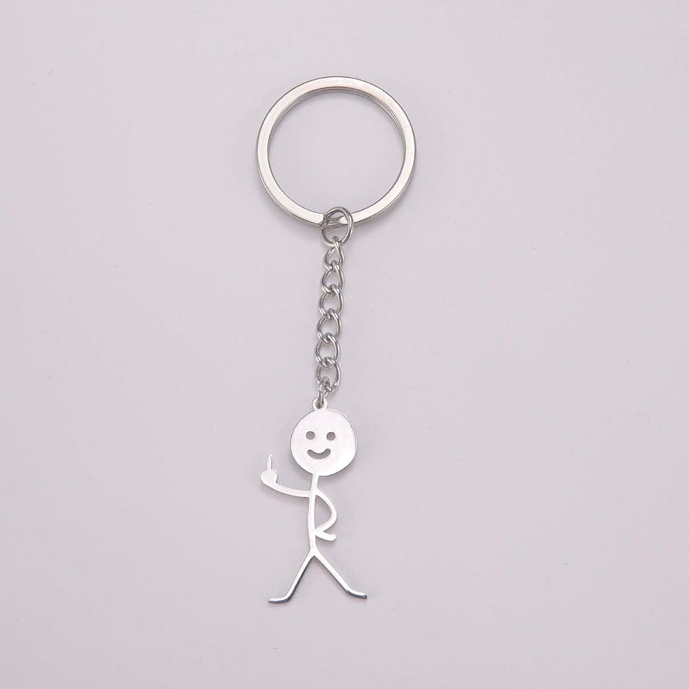 GeckoCustom Teamer Funny Fuxk You Middle Finger Stickman Keychain 2023 Cute Trend School Bag Car Key Pendant Couple New Trinket Gift Keyring Middle Finger 2-S