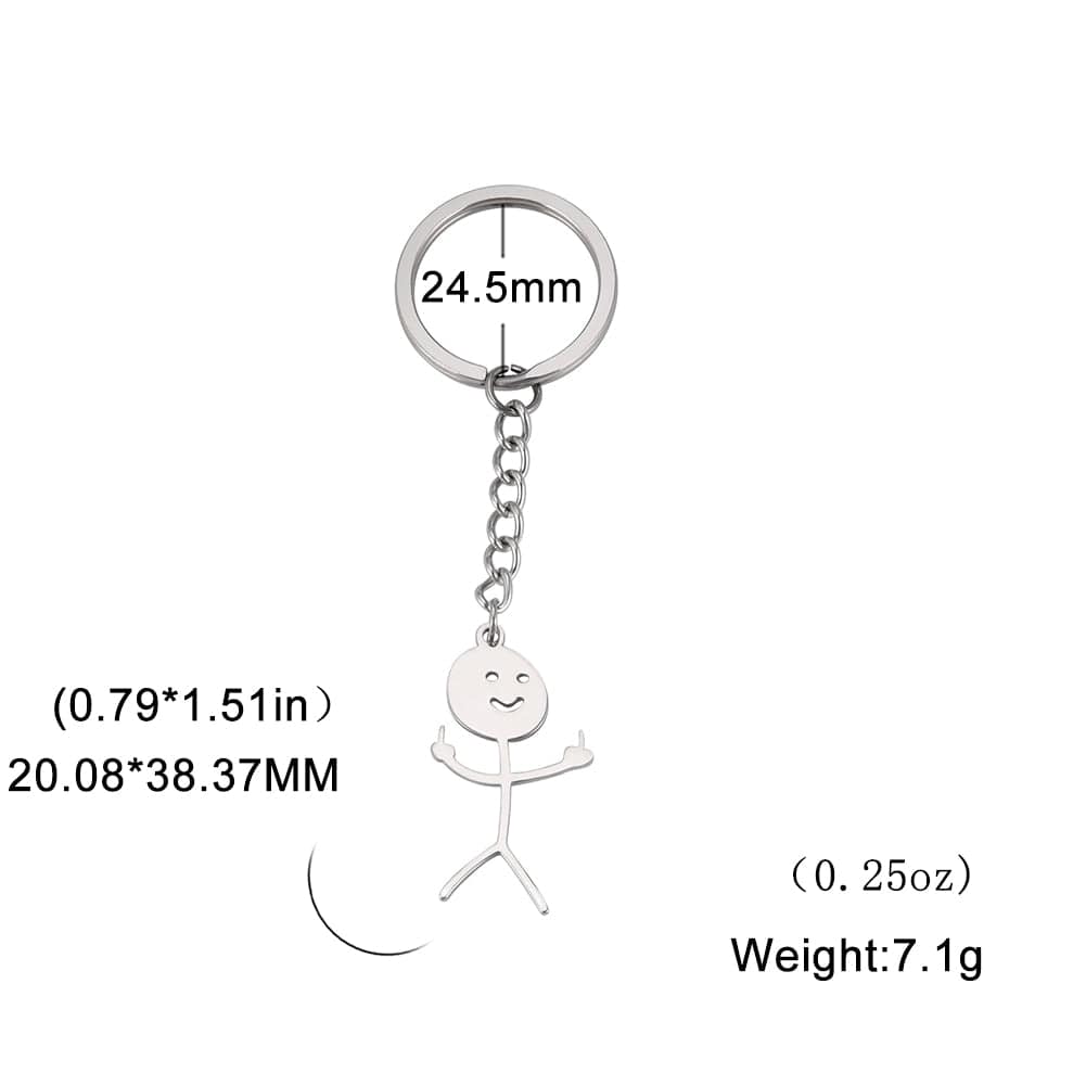 GeckoCustom Teamer Funny Fuxk You Middle Finger Stickman Keychain 2023 Cute Trend School Bag Car Key Pendant Couple New Trinket Gift Keyring Middle Finger 1-S