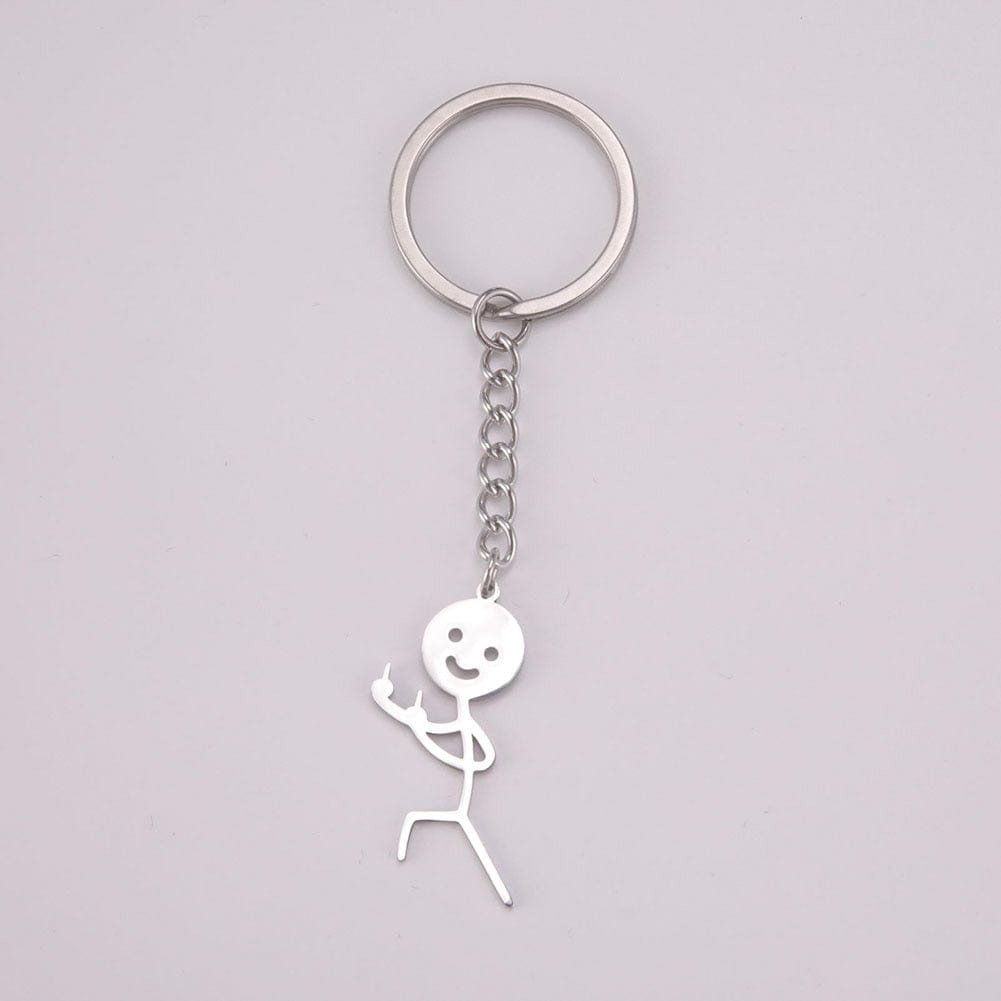 GeckoCustom Teamer Funny Fuxk You Middle Finger Stickman Keychain 2023 Cute Trend School Bag Car Key Pendant Couple New Trinket Gift Keyring Middle Finger 3-S